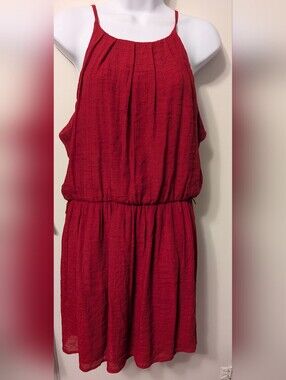 By & By Red Dress Sleeveless Women's Size XL Key Hole Button Back Cute Red Dress